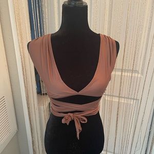 SHEIN- brown wrap top (can be worn different ways)